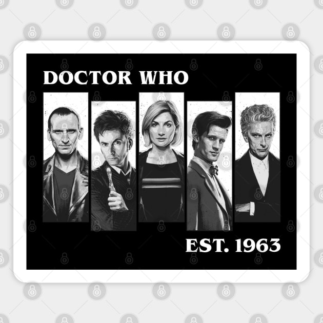Doctor Who Est 1963 Classic Black Magnet by OrcaDeep